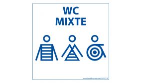 Panneau signalétique Homme+Femme+PMR + "WC Mixte" Marinière