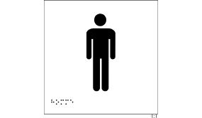 Plaque en relief et braille toilettes Hommes 15x15cm