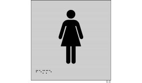 Plaque en relief et braille toilettes Femmes 15x15cm