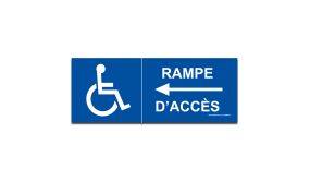 Panneau Rampe d'accès flèche à gauche + picto handicapé 