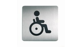 Plaque de porte ou signalétique - Personne Handicapée - 150x150mm - Acier Brossé