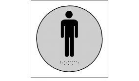 Plaque en relief et braille toilettes Hommes - diam 10cm