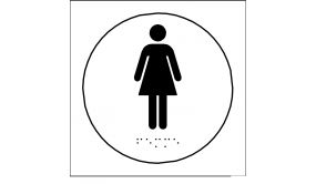 Plaque en relief et braille toilettes Femmes - diam 10cm