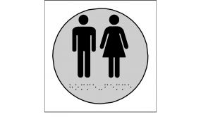 Plaque en relief et braille toilettes Hommes et Femmes - diam 10cm