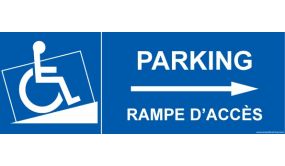 Panneau Parking avec rampe d'accès - Flèche droite 