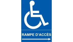 Panneau - Rampe d'accès vers droite avec picto PMR