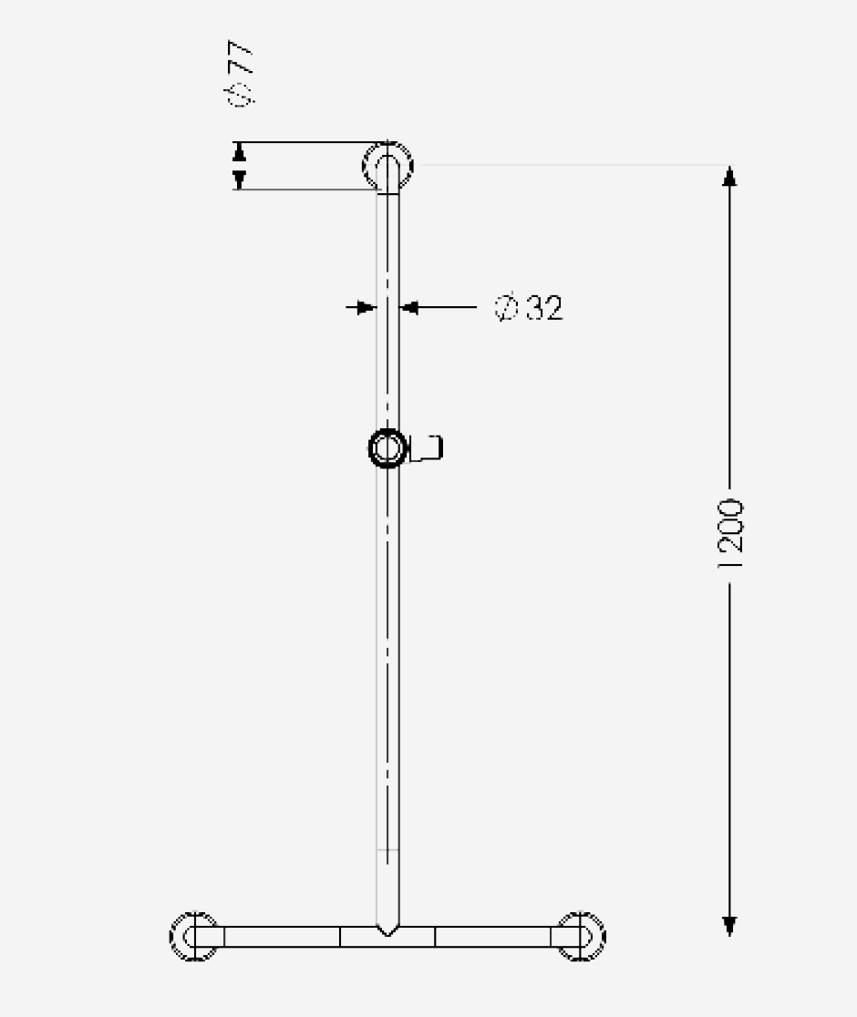 schéma et dimensions de la barre de douche en T